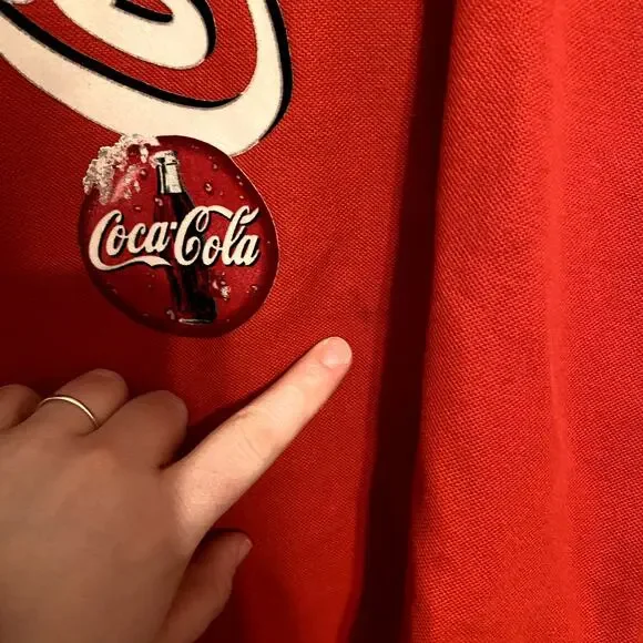 2XL Coca Cola Red Polo Shirt Black Collar Large Logo Classic Soda Brand Top - Picture 6 of 9